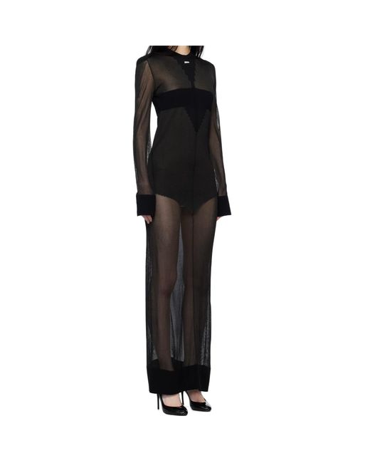 Jean Paul Gaultier Black Long-Sleeves Knitted Maxi Dress