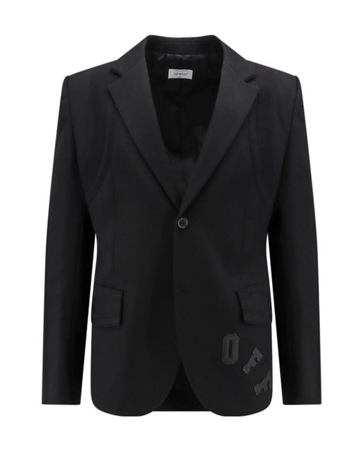 Off-White c/o Virgil Abloh Black Logo Embroidered Single-Breasted Blazer for men
