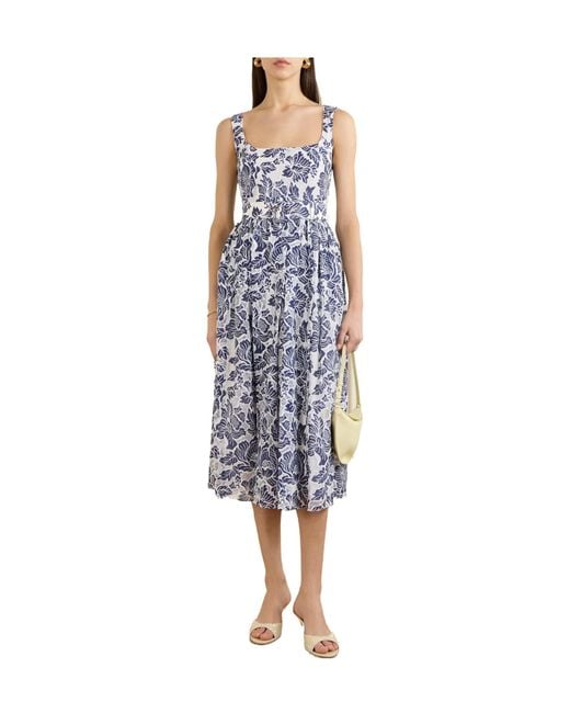 Borgo De Nor Blue Floral Cotton Maxi Dress