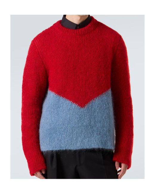 Jil Sander Red Mohair-Blend Sweater for men