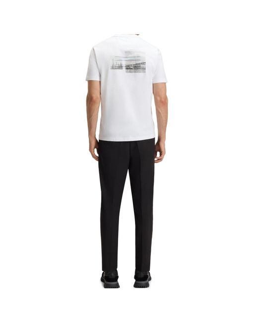 Boss White Logo Crew-Neck T-Shirt for men