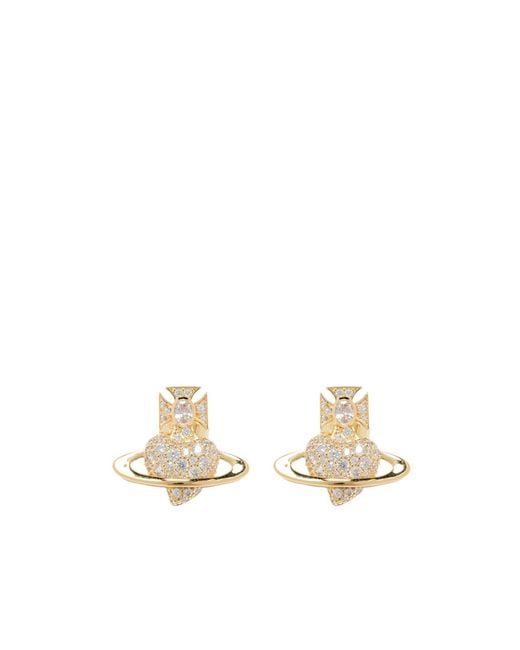 Vivienne Westwood White Agnatha Heart Earrings