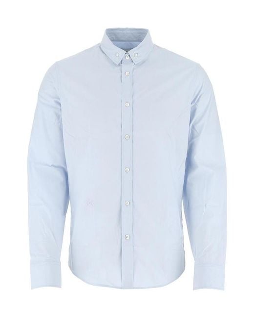 KENZO Blue Button-Down Cotton Shirt for men