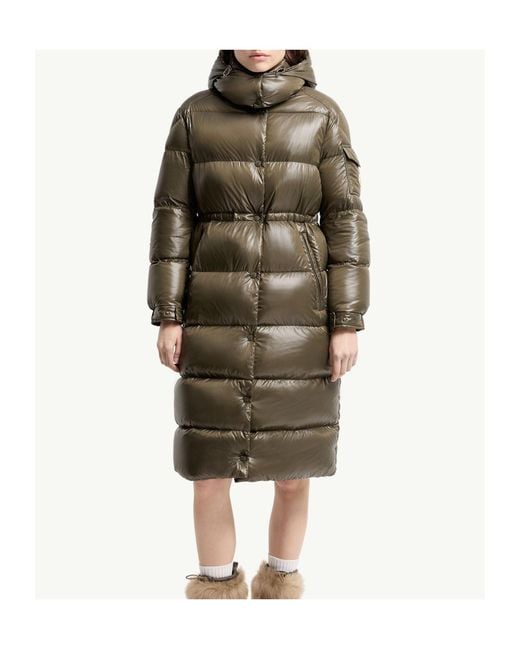Moncler Green Cavettaz Hooded Long Down Jacket