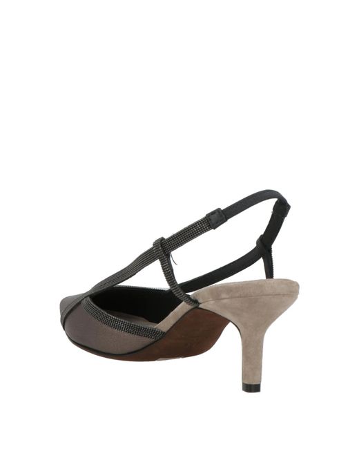 Brunello Cucinelli White Metallic Pointed-Toe Stiletto Heels Adorned