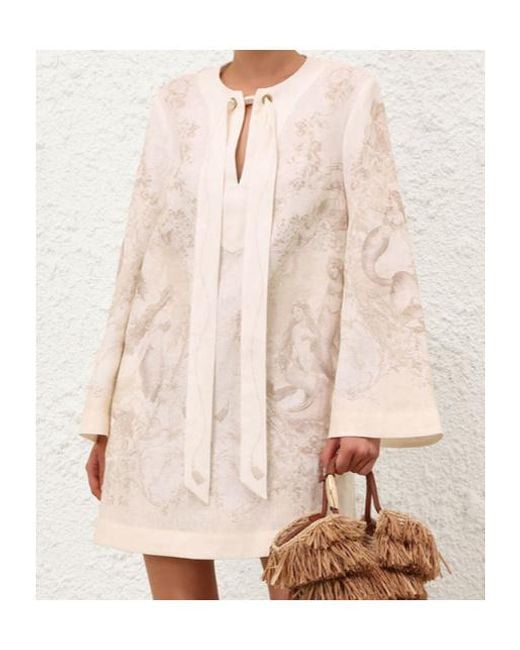 Zimmermann Natural Tie Neck Tunic Dress
