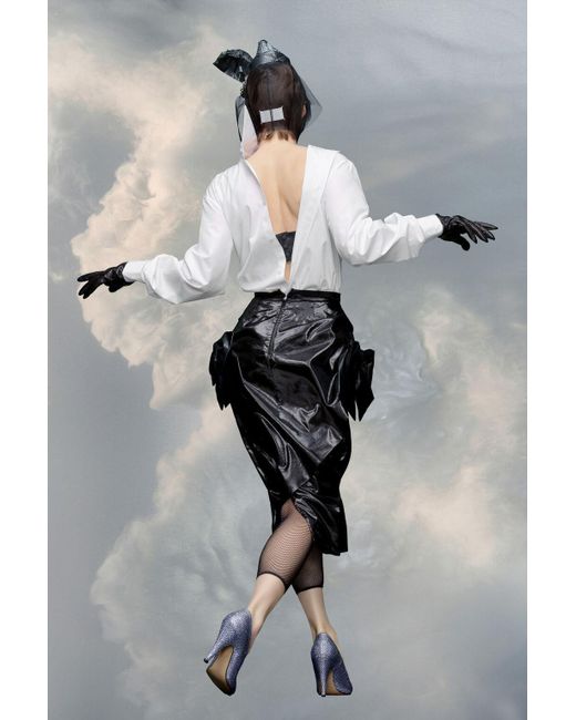 Maison Margiela Black High Waist Asymmetric Midi Skirt