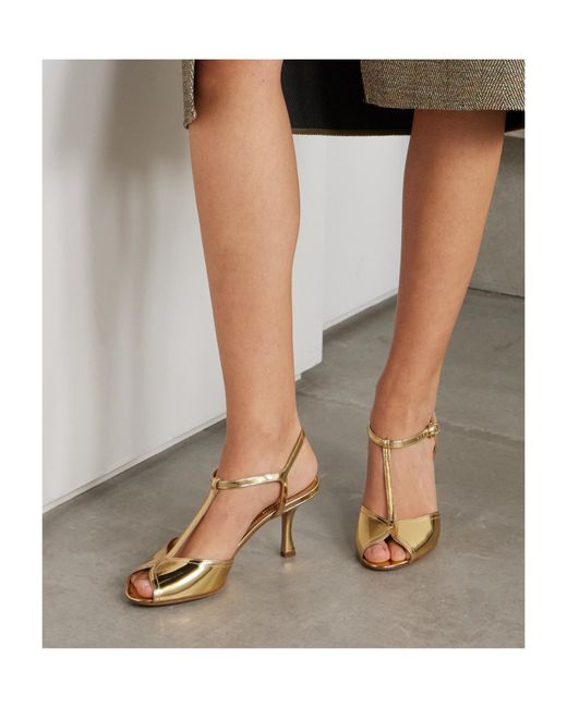 Ferragamo Natural Ferragamo T-Strap Peep Toe Sandals