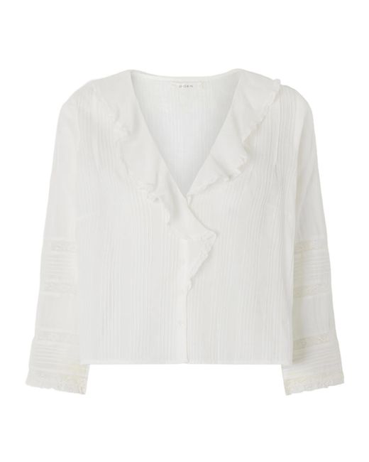 Doen White Huguette Ruffled Lace Shirt
