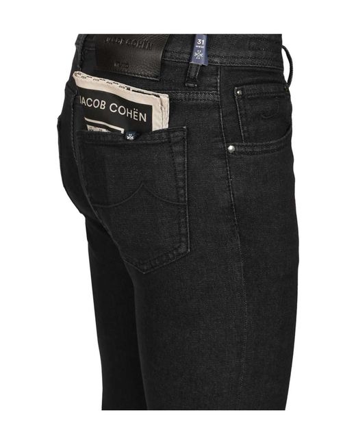 Jacob Cohen Black Logo Patch Slim Fit Jeans for men