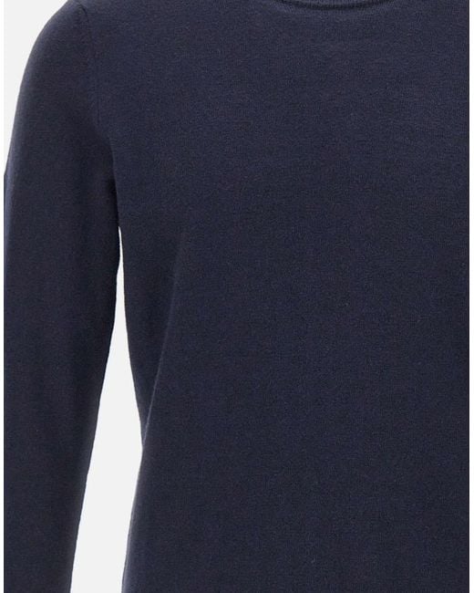 Kangra Cashmere Blue Kangra Ribbed Crew Neck Knitted Sweater for men