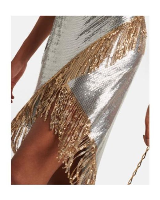 Rabanne Gray Chainmail Asymmetric Midi Skirt