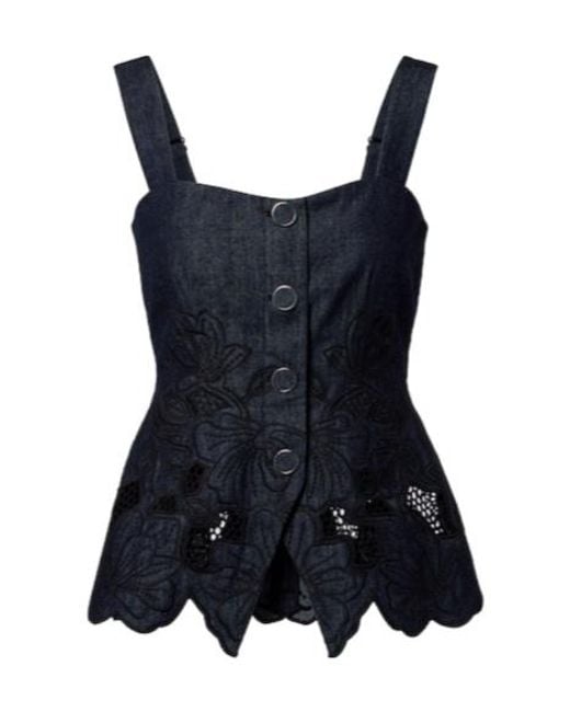 Veronica Beard Blue Cotton Chambray Top