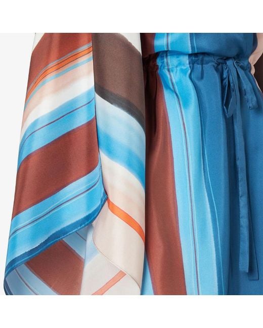 Fendi Blue V-Neck Striped Dress