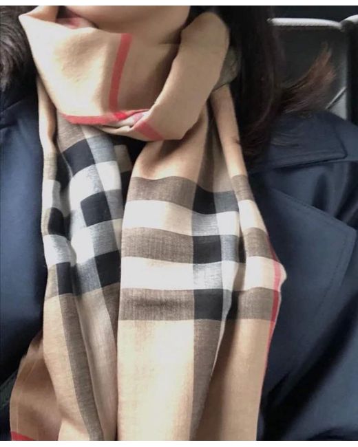 Burberry White Lightweight Checked Scarf for men