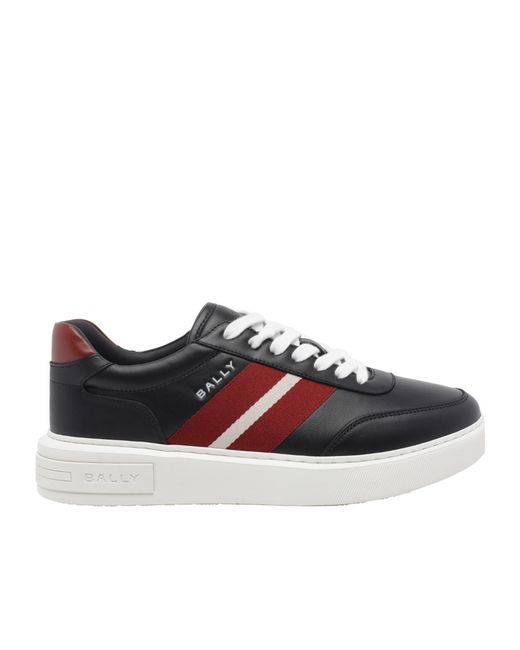 Bally Black Logo Printed Lace-Up Sneakers for men