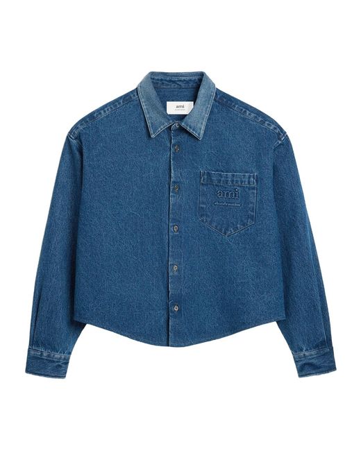 AMI Blue Ami Alexandre Mattiussi Ami Button-Up Denim Shirt for men