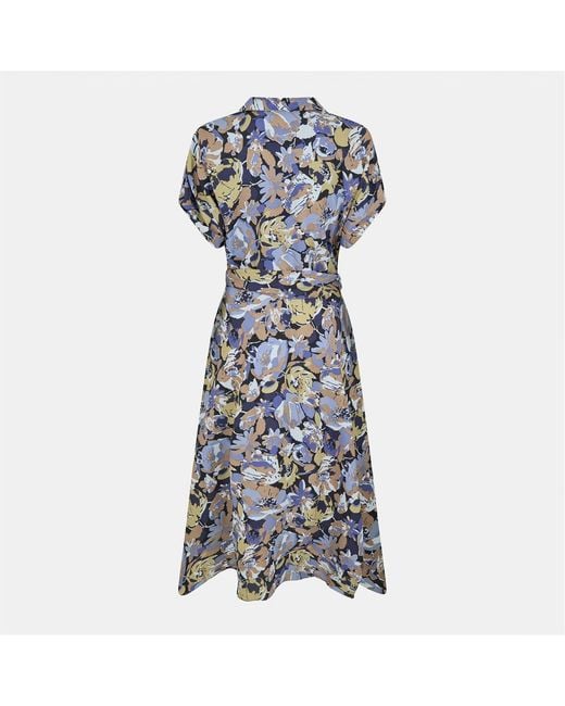 Ralph Lauren Blue Floral Pattern Crepe Dress