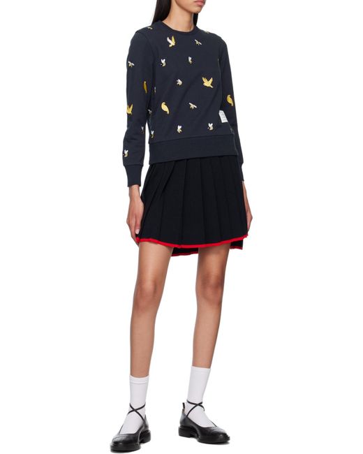 Thom Browne Blue Animal-Embroidered Sweatshirt