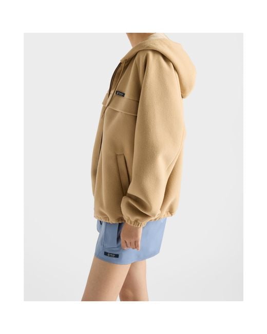 Prada Natural Zip-Up Fleece Hoodie