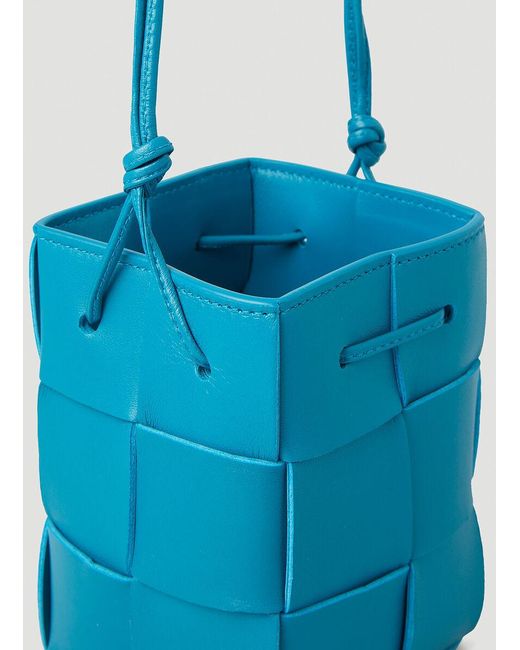 Bottega Veneta Blue Mini Cassette Bucket Bag