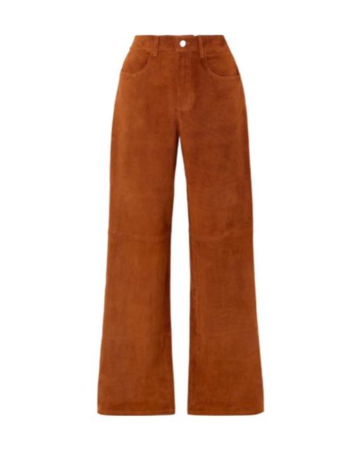 Stouls Brown Spliced Suede Straight-Leg Pants