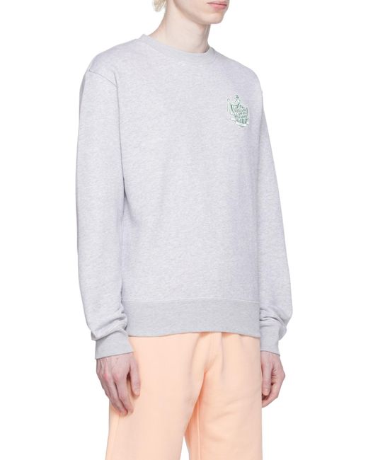 Maison Kitsuné Blue Logo-Print Long-Sleeved Cotton Sweatshirt for men