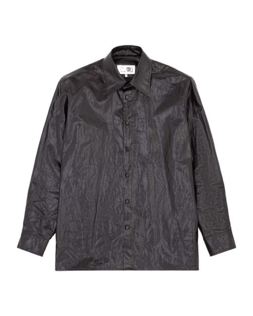 MM6 by Maison Margiela Gray Shiny Coated Linen Shirt for men