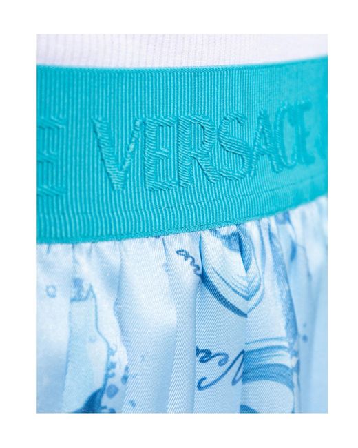Versace Jeans Blue Couture Barocco Pattern Pleated Skirt