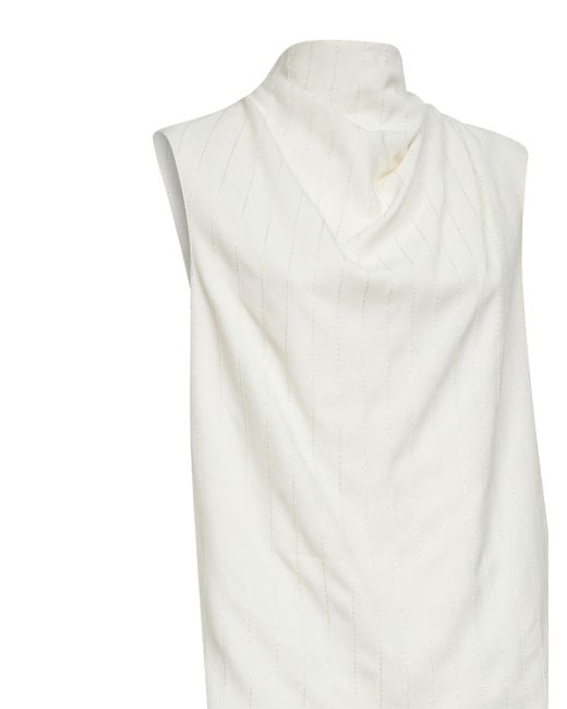 Brunello Cucinelli White Ivory Dazzling Chalkstripe Slouchy Jumpsuit