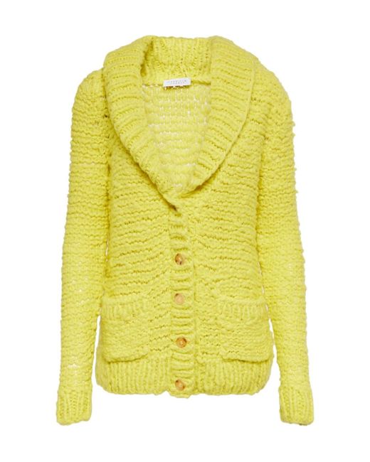Gabriela Hearst Yellow Collared Knitted Cardigan