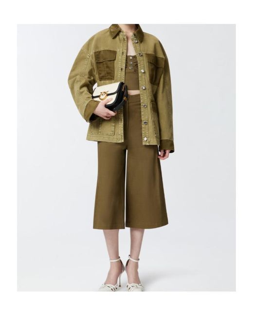 Pinko Green Cotton Bomber Jacket