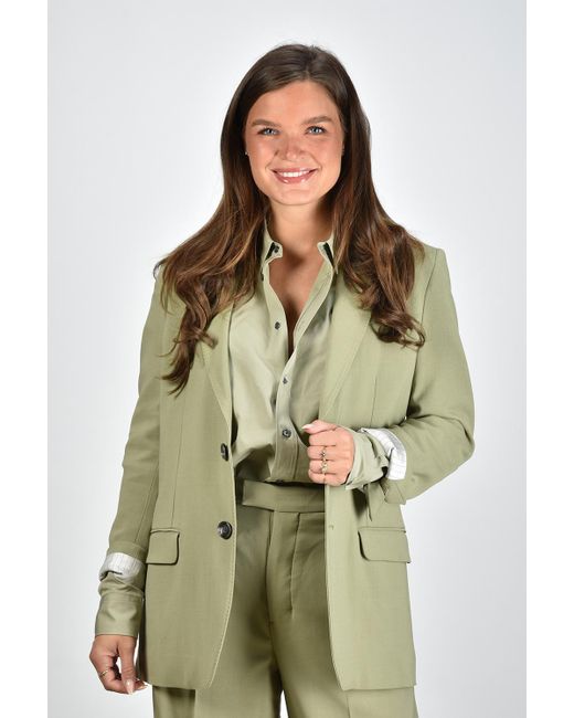 AMI Green Single-Breasted Textured Blazer