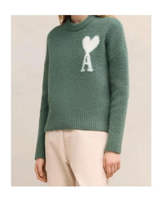 AMI Green Ami De Coeur Wool Sweater for men