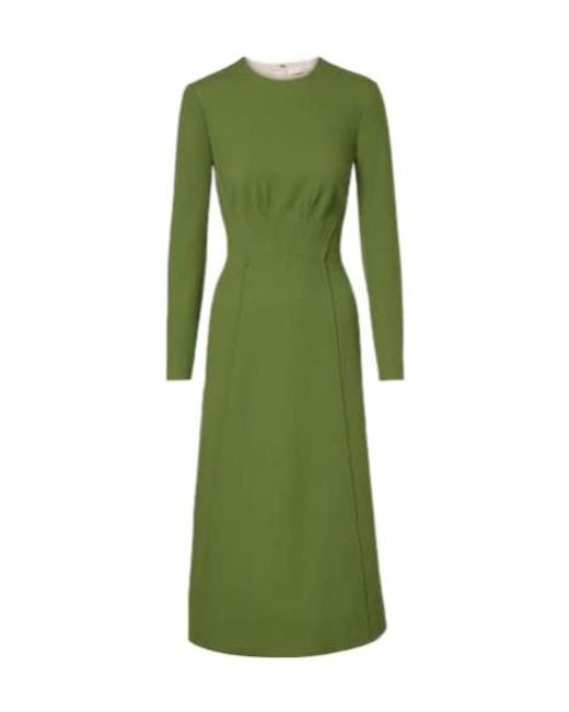 Emilia Wickstead Green Collinson Wool Crêpe Midi Dress