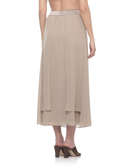 Peserico Natural Elastic Waist Layered Midi Skirt