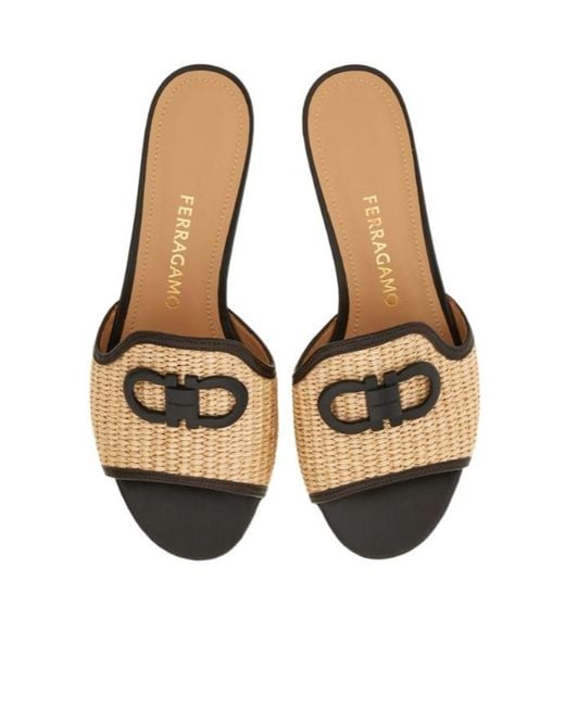 Ferragamo Metallic Gancini Ornament Low-Heel Slide