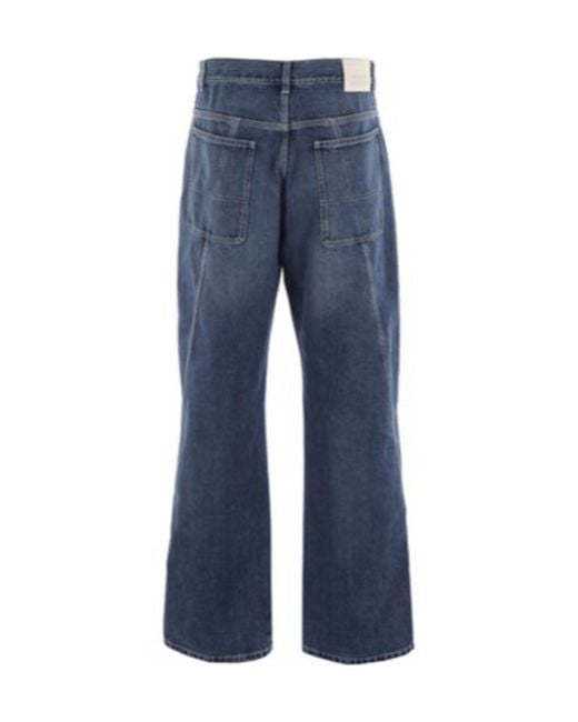 McQueen Blue Logo Patch Wide Leg Jeans for men