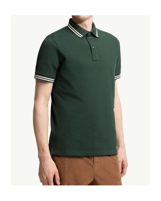 Moncler Green Logo Embroidered Short-Sleeve Polo Shirt for men