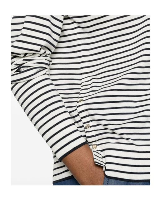 Herno Gray Striped Long-Sleeve Top