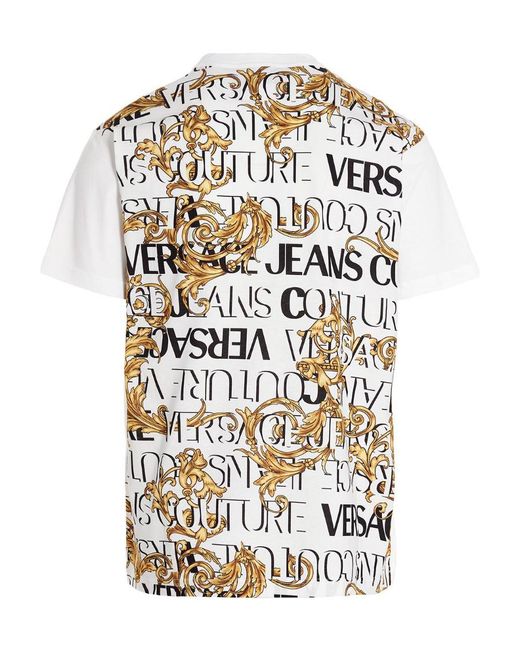 Versace Jeans White Chest Logo-Print Detail T-Shirt for men
