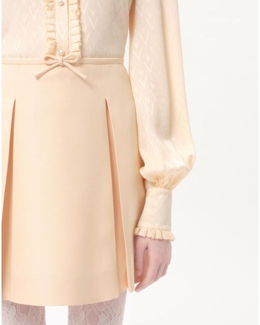 Valentino Natural Bow Detailed Pleated Skort
