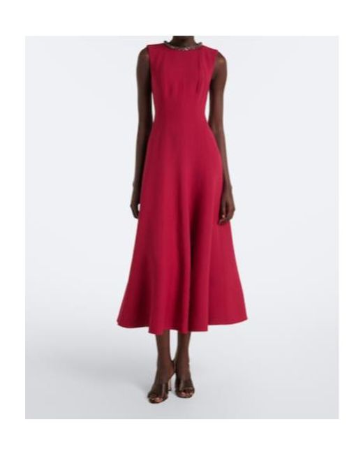 Roland Mouret Red Embellished Wool And Silk Midi Dress