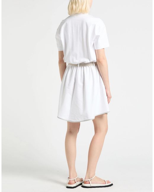 Brunello Cucinelli White Mini Dress Cotton, Polyamide, Elastane