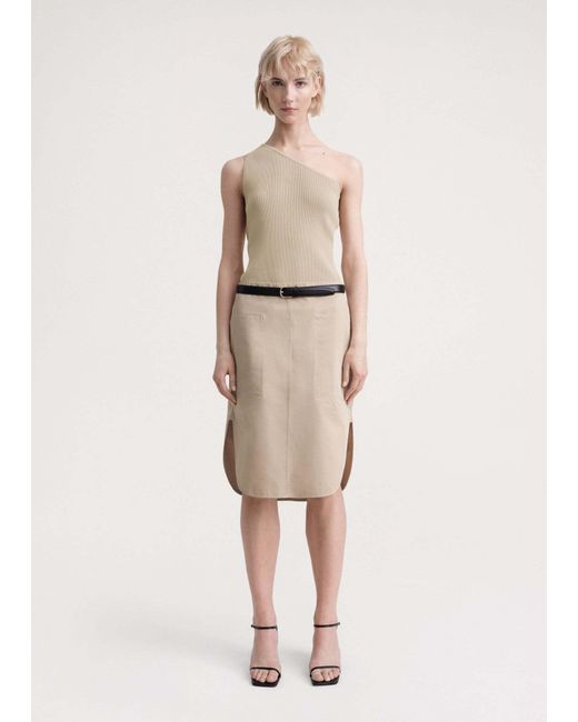 Totême Natural Ribbed-Knit One-Shoulder Top