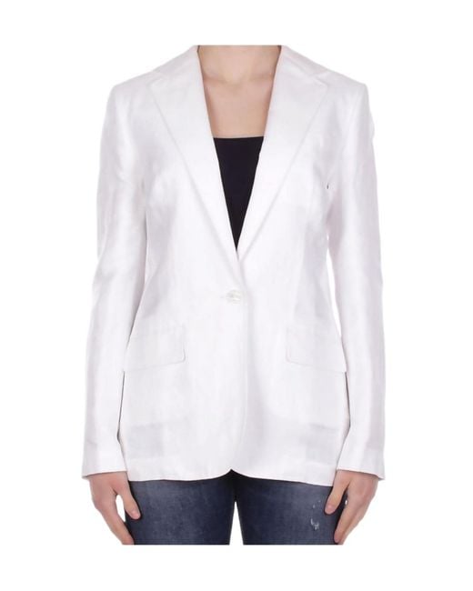 Ralph Lauren White Lauren V-Neck Single Breasted Jacket