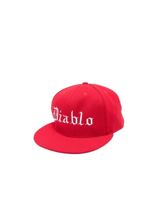 Willy Chavarria Red Diablo Logo Snapback Hat for men