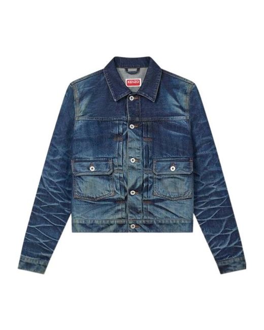 KENZO Blue Logo Patch Denim Jacket for men