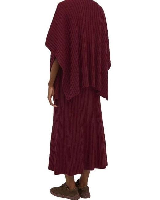 Gabriela Hearst Red Baron Ribbed-Knit Poncho