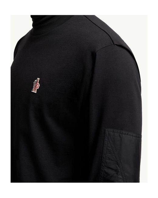 Moncler Blue Logo Cotton Long Sleeve T-Shirt for men